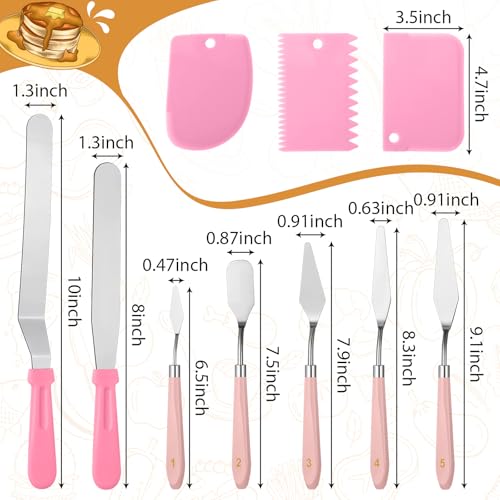 10 Pcs cake spatula set Decorating Kit Baking Supply Accessories Tools for Beginners and Pros Includes 2 Frosting Straight Angled Spatula 3 Icing Smoother Scrapers 5 Pieces Cream tools (10 Count)