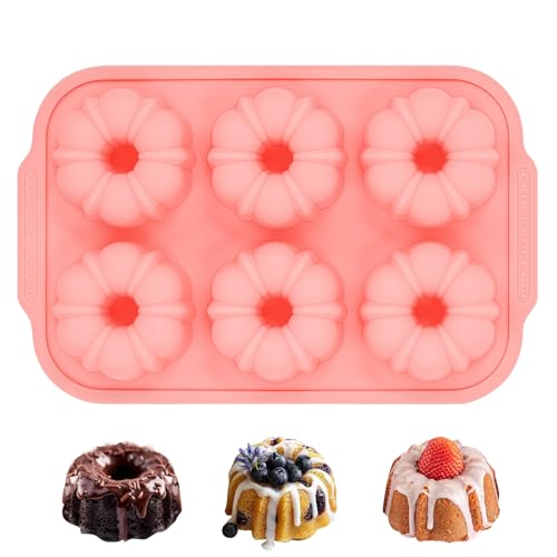 3 Inch Mini Fluted Tube Cake Pans for Baking with Metal Reinforced Frame (2 Count)