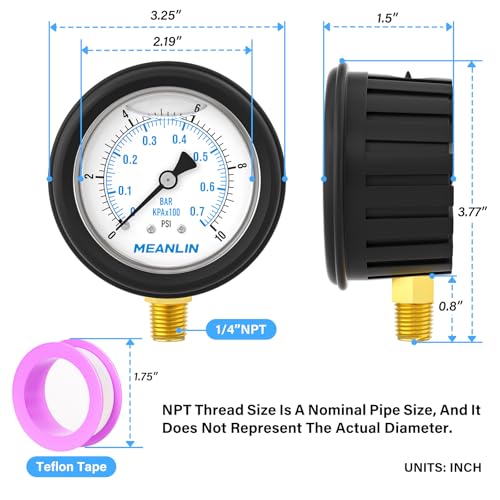 0~10Psi Stainless Steel Liquid Filled Pressure Gauge 1
