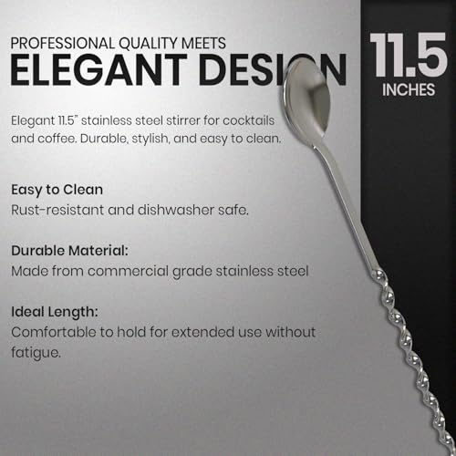 11.5 Inch Stainless Steel Bar Spoon with Swirl Stem for Coffee