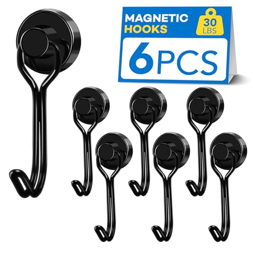 Magnetic Hooks Magnet Hook for Cruise Cabins Fridge 30LBS 6Pack (6 Count)