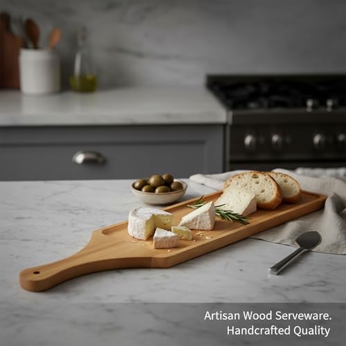 Long Wooden Serving Board with Handle