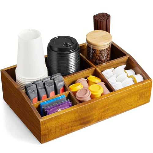Acacia Wood Coffee Station Organizer for Countertop