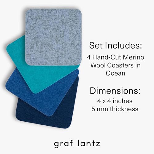 Bierfilzl Merino Wool Square Coasters Set of 4 (4 Count)