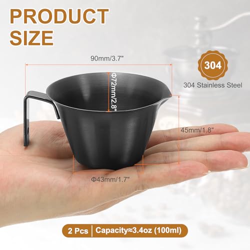 2 Pcs Stainless Steel Espresso Cup with Handle