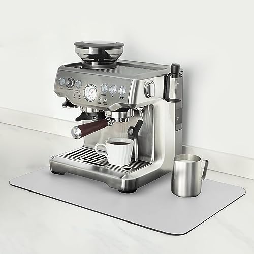 Coffee Mat 16x24 Inch Light Grey Coffee Bar Mat for Countertop