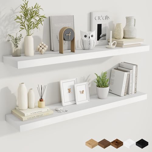 48 Inch White Floating Shelves (2 Count)
