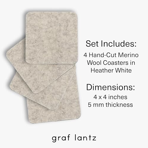 Bierfilzl Merino Wool Square Coasters Set of 4 (4 Count)