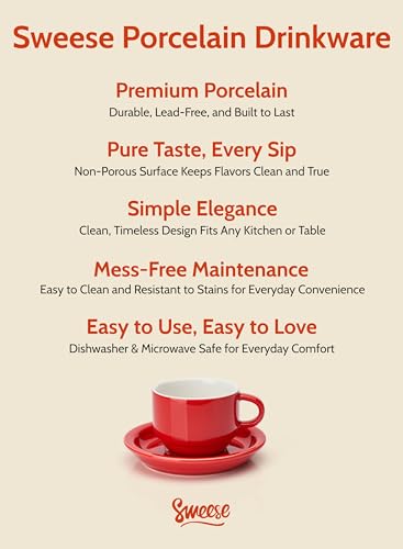2.5 Ounce Porcelain Stackable Espresso Cups with Saucers and Metal Stand Set of 4