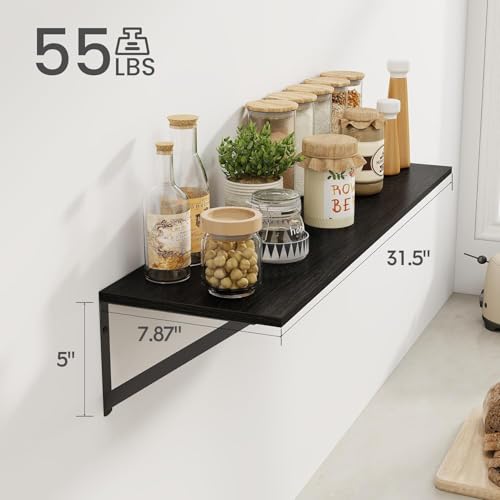 Black Deep Floating Shelves for Wall (2 Count)