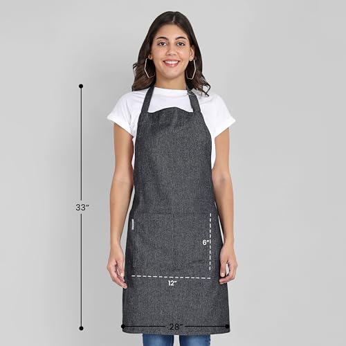 Chef Apron Recycled Cotton Kitchen Apron with an Adjustable Neck with Long Ties