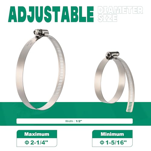 10PCS Hose Clamps Stainless Steel Adjustable 1