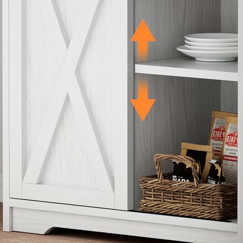 Farmhouse Coffee Station with 3 Tier Storage Hutch & 6 Hooks