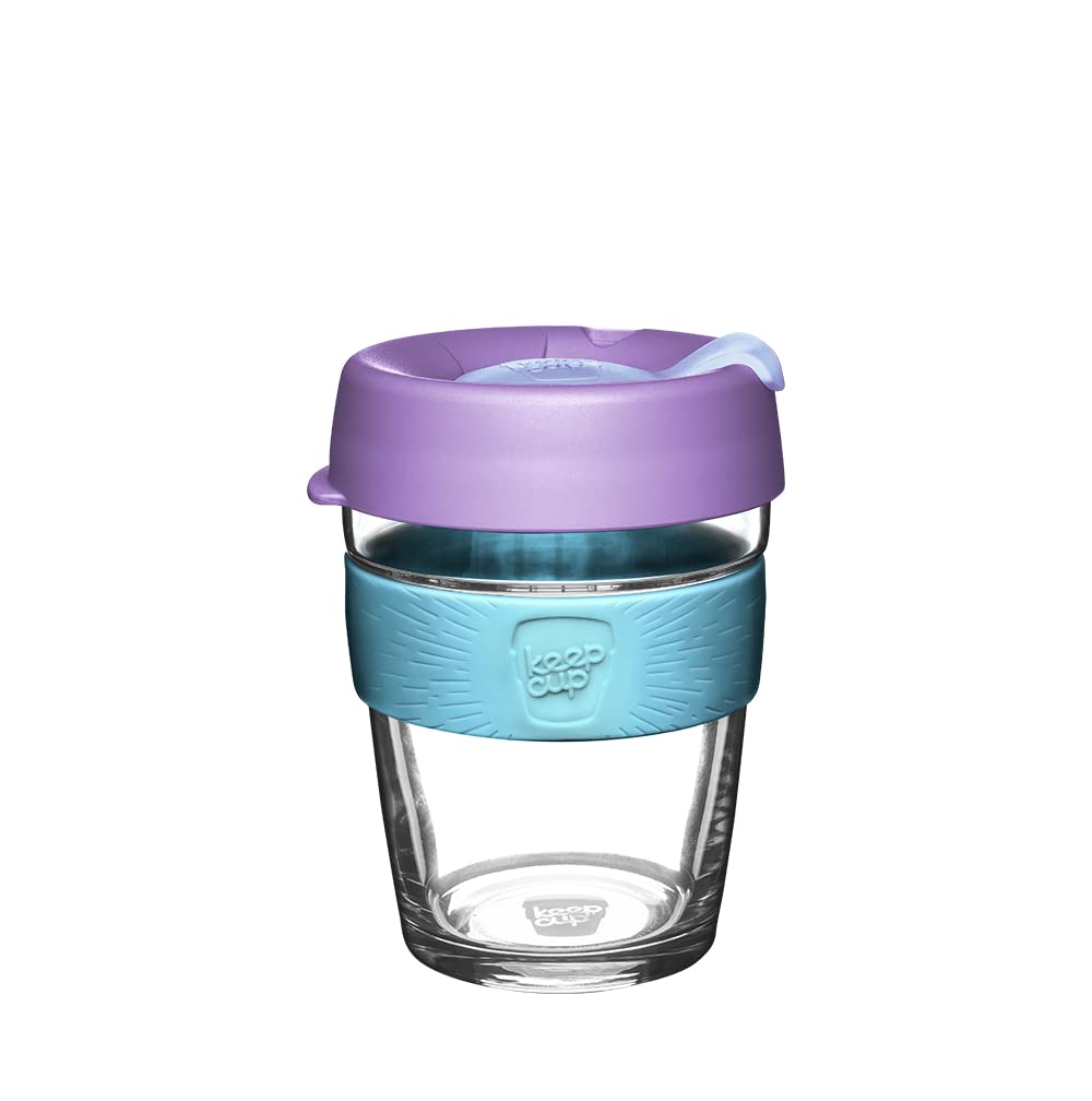 Reusable glass coffee cup with sipper lid