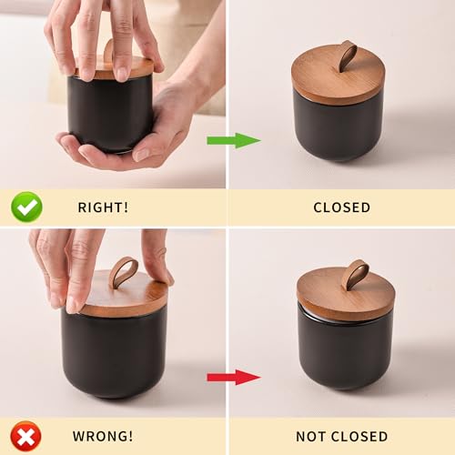 Black Ceramic Canister Set with Bamboo Lids