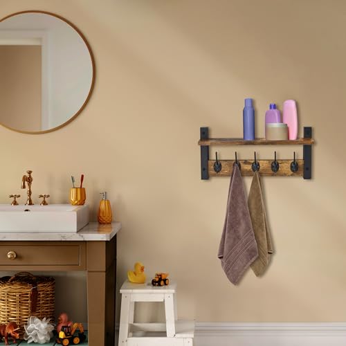 Coat Rack Wall Mount with Shelf