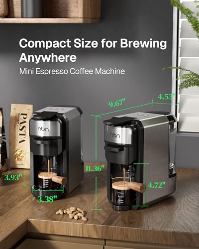 3-in-1 for Nespresso Capsule & K-Cup Pods & Ground Coffee Multi Coffee Maker Single Serve, 19Bar Programmable One-Touch Brewing Espresso Machine, 20oz Removable Water Tank, 1450W Fast Heat (20 Ounce)