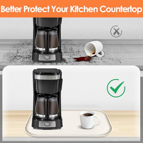 Silicone Coffee Maker Mat with Lip for Countertops 17.4''x10.6''Cream White
