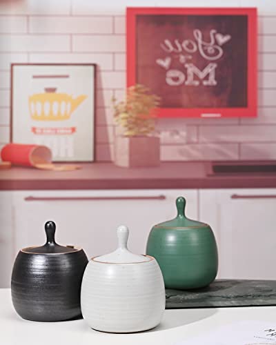 Kitchen Canisters Ceramic Storage Jar with Silicone Airtight Lid White