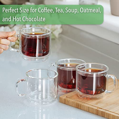 BTaT Double Walled Stackable Glass Coffee Mugs (4 Count)