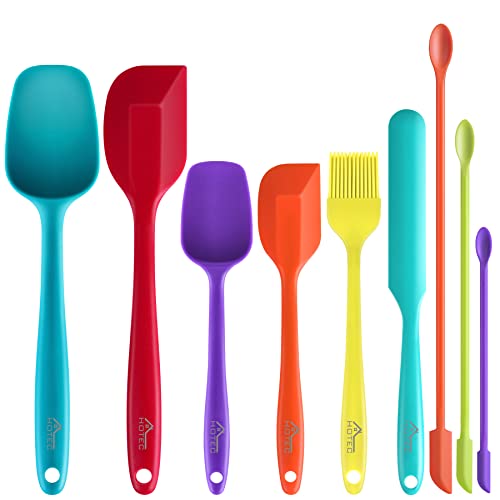BPA Free Heat Resistant Silicone Spatula Set Kitchen Utensils for Baking Cooking Mixing Non Stick Cookware Food Grade Dishwasher Safe (9 Count)