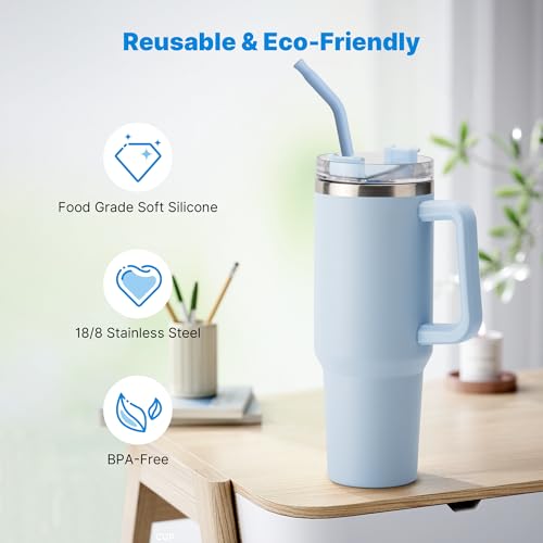 2 Pcs Stainless Steel Straws for 40 oz Stanley Tumbler