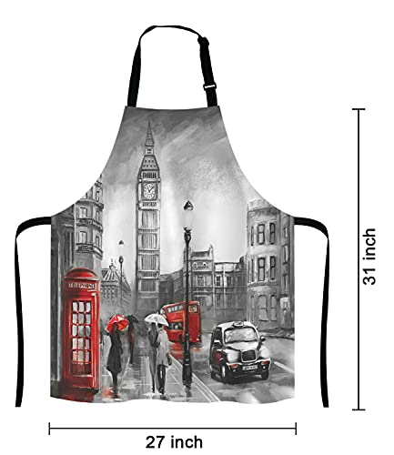 Street view of london Bib Apron with Adjustable Neck for Men Women