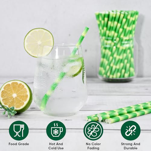 5.75 inch Short Bamboo Paper Straws & Stirrers for Cocktail and Coffee (500 Count)