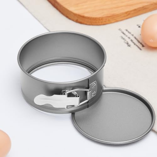 4 Pcs 4 Inch Non Stick Springform Pan with Removable Bottom Carbon Steel Round Springform Cheesecake Pan with Stainless Steel Spring Buckles for Baking Kitchens Restaurant (4 Count)