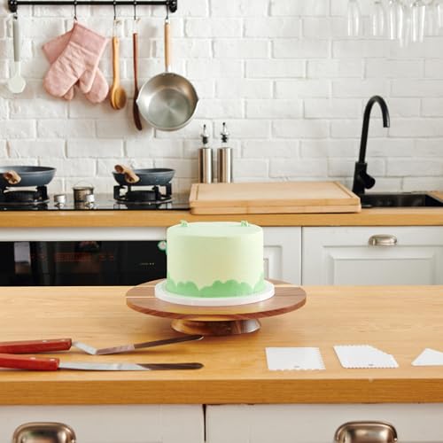 61 Pcs Cake Decorating Kit with 12" Wooden Cake Stand Turntable Includes Piping Tips (61 Count)