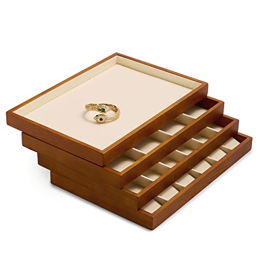 8 Line Wood Ring Storage Tray Jewelry Drawer Organizer Showcase Ring Earrings Display Holder
