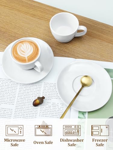 4 oz Espresso Cups Set of 6 with Saucers