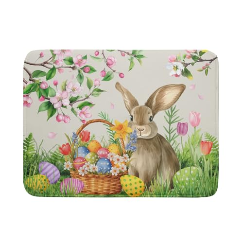 Easter Bunny Colorful Eggs Dish Drying Mat for Kitchen Counter
