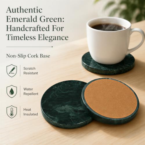 Green Marble Coasters Set of 4 (4 Count)