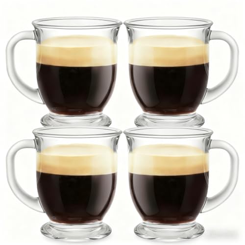 Set of 4 Clear Glass Coffee Mugs (4 Count)