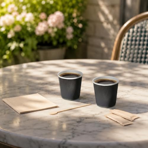 Coffee Cups 500 Pack of 4 oz Paper Ripple Wall Espresso Cups Insulated Leakproof Disposable (500 Count)