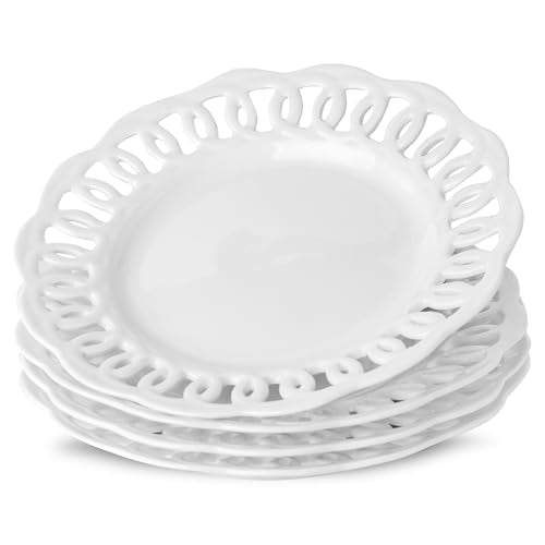 Round Appetizer Plate with Scalloped Edge Lace Rim (4 Count)