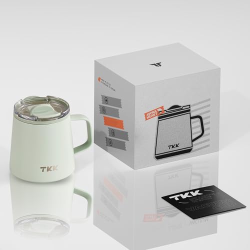 12 oz Insulated Coffee Mug with Handle Ceramic Coating Detachable Slider Lid Stainless Steel Tumbler Double Wall Vacuum Travel Cup