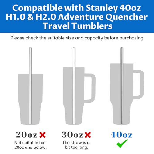 14PCS Stainless Steel Straws Fit for 40oz Stanley Tumbler (14 Count)
