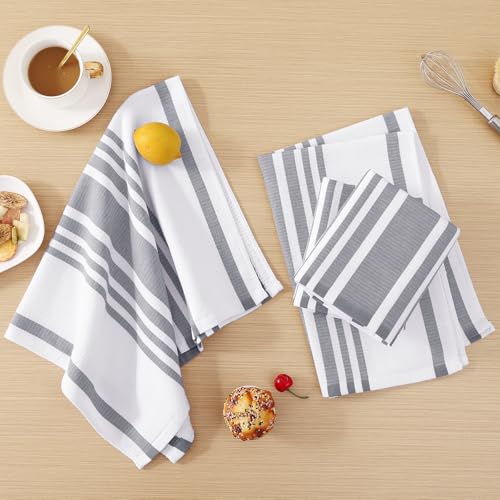 Premium Cotton Stripe Kitchen Towels 8 Pack (8 Count)