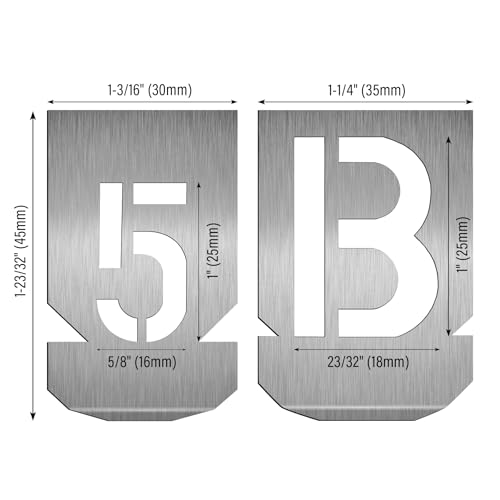 1"(25mm) Letter Number Stencils Set, 36 Pcs Stainless Steel Templates for Spray Painting, Reusable for Signs, Craf Metal DIY,Journaling, Narrow HT0344-ST-1