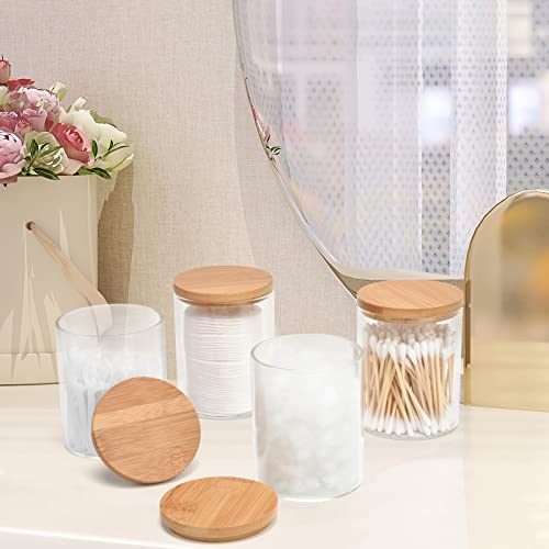 4 Pack Glass Qtip Holder Dispenser for Cotton Ball (8 Count)