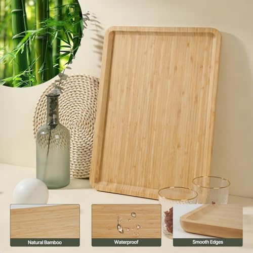 Bamboo Serving Tray Wooden Rectangle Dinner Food Bed Lab Tray Small