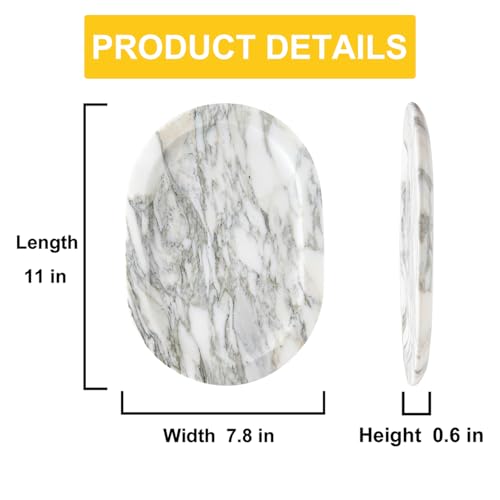 Natural Marble Decorative Tray Bathroom Counter Perfume Organizer Vanity Tray for Home Decor