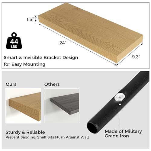 24 Inch Floating Shelves for Wall (2 Count)