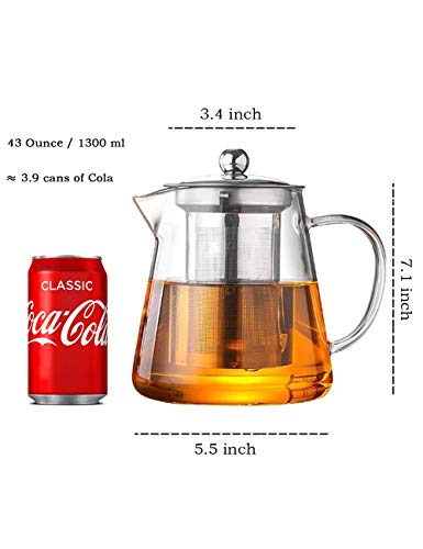 Glass Teapot with Infuser Tea Pot 1300ml