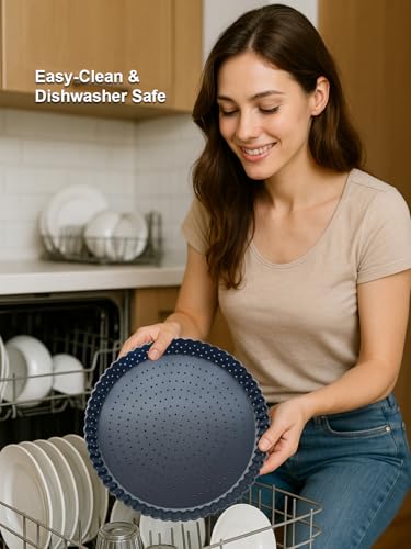 10 Inch Perforated Quiche Pan for Crispy Crust. Removable Bottom