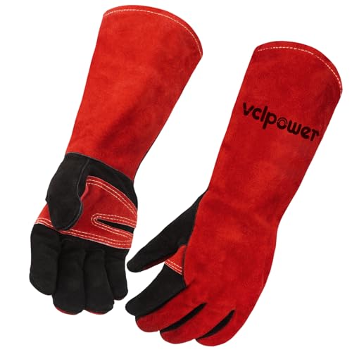 Animal Handling Gloves Size M Fit for Women & Small Hands Bite Proof Double Leather Reinforced Padding Dog