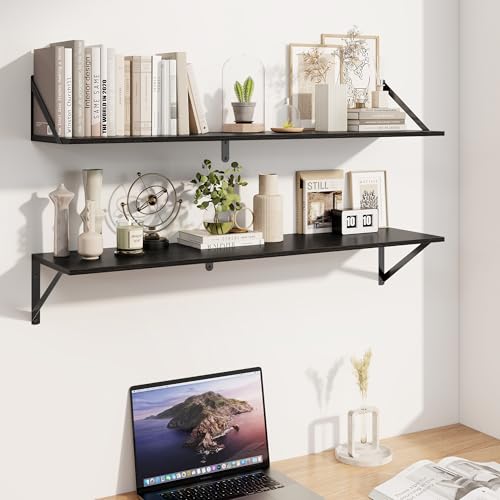 Black Deep Floating Shelves for Wall (2 Count)