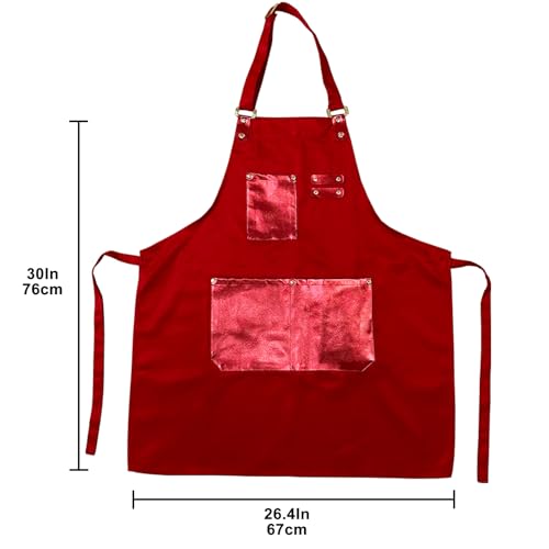 Barista Tools Apron for Women Hairstylists Servers Waterproof Canvas Kitchen Apron with 3 Pockets for Cooking Gardening